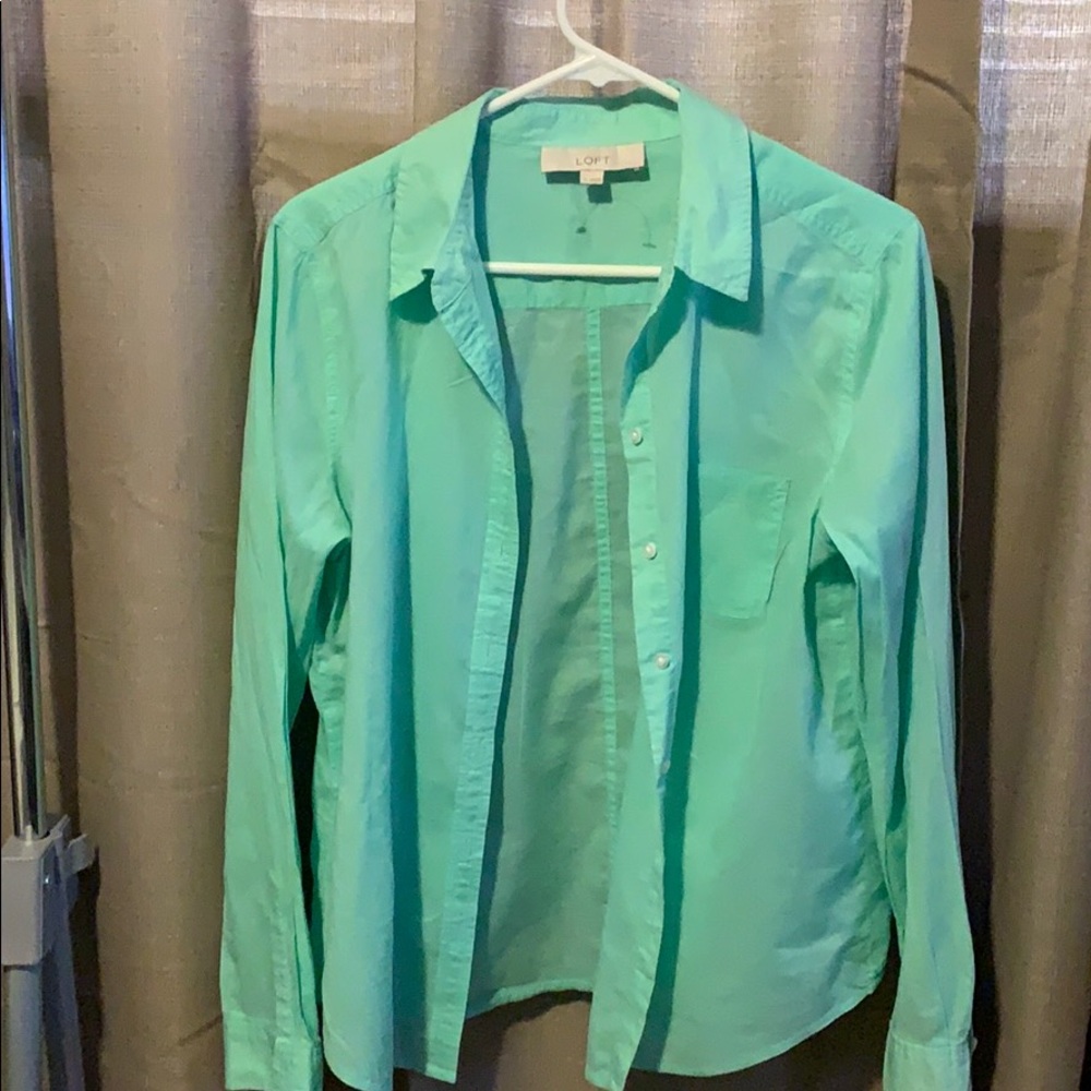 LOFT teal button down Medium